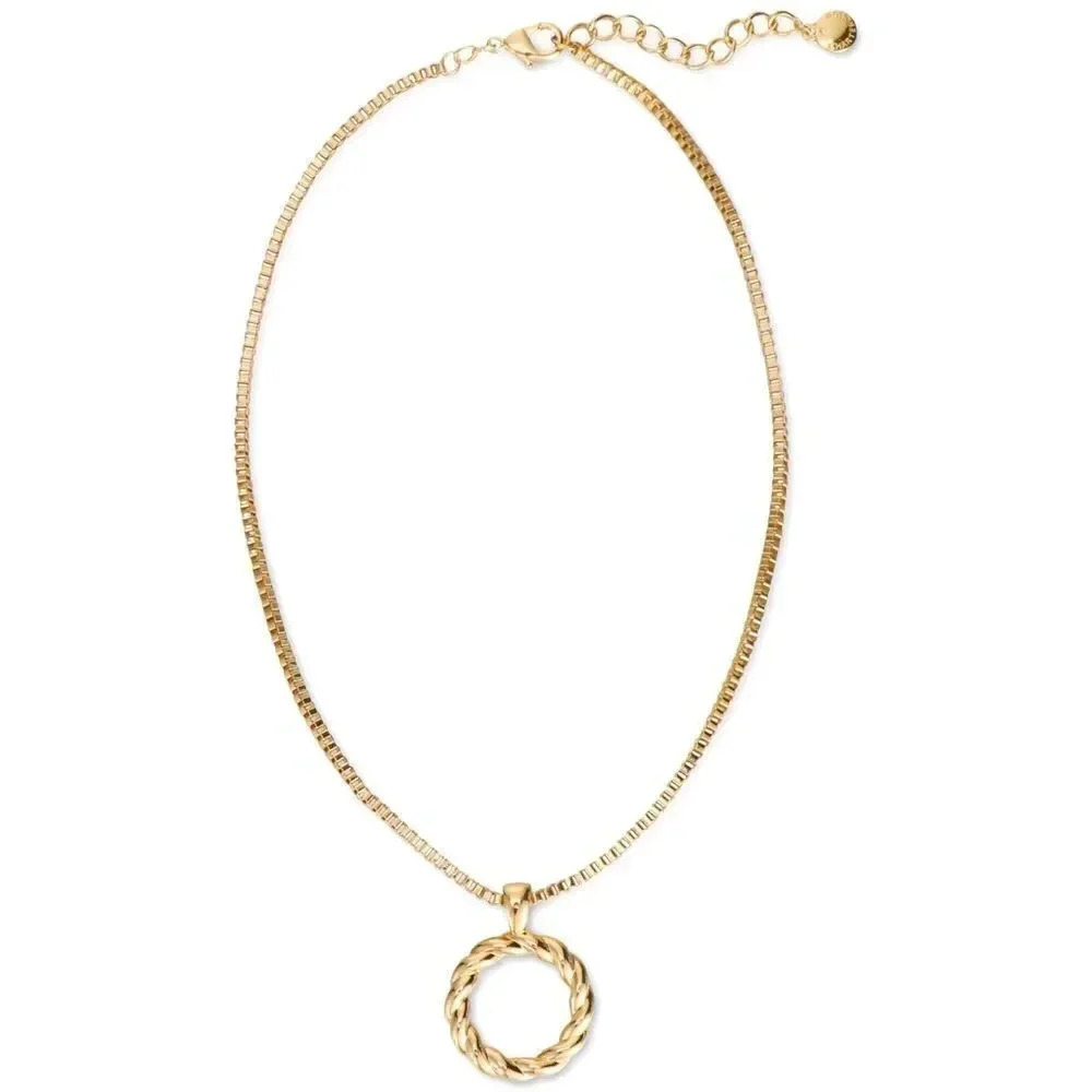 Twist Circle Gold Tone Pendant Necklace